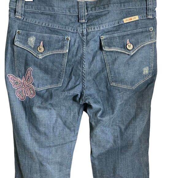 Frankie B. Butterfly Flare Jeans Women's Size 8 Tall Y2K Bling Hippie Boho Blue - Picture 4 of 13